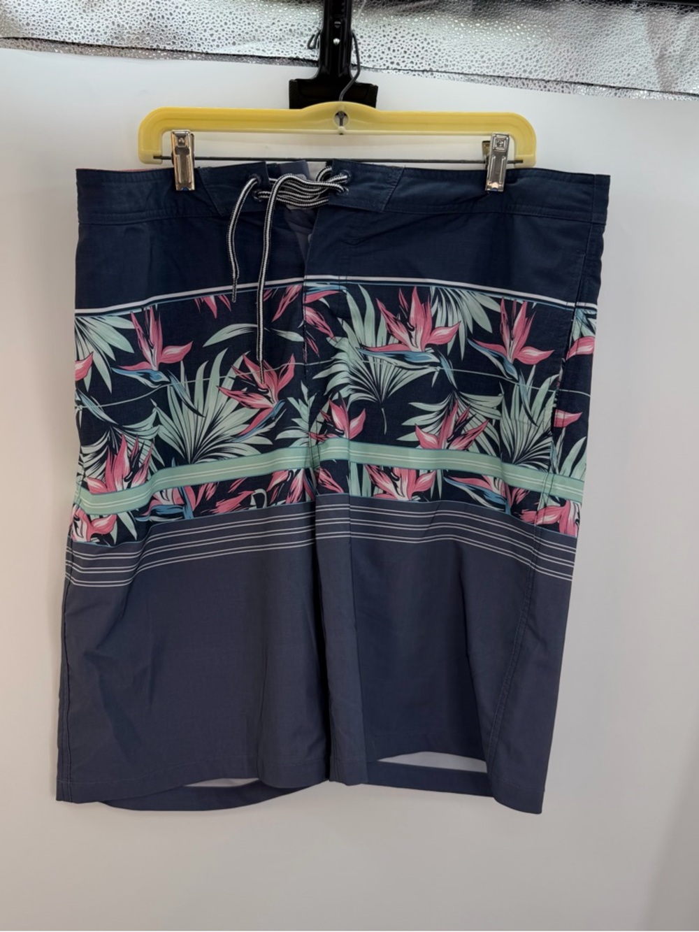 Goodfellow & Co Navy Floral Stripe Swim Shorts with Pink & Mint Accents